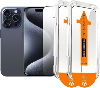 2 Pack for iPhone 15 Pro Max 6.7 inch Tempered Glass Screen Protector, Auto Dust-Elimination Installation, Bubble Free, Dynamic Island Compatible, HD Clear, Easy Installation