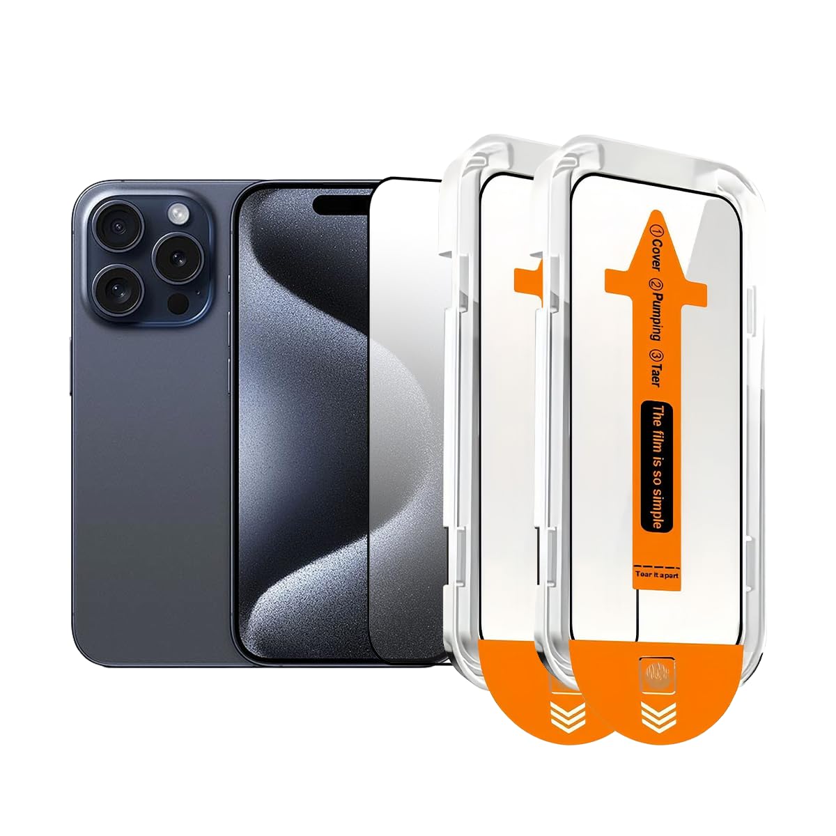 2 Pack for iPhone 15 Pro Max 6.7 inch Tempered Glass Screen Protector, Auto Dust