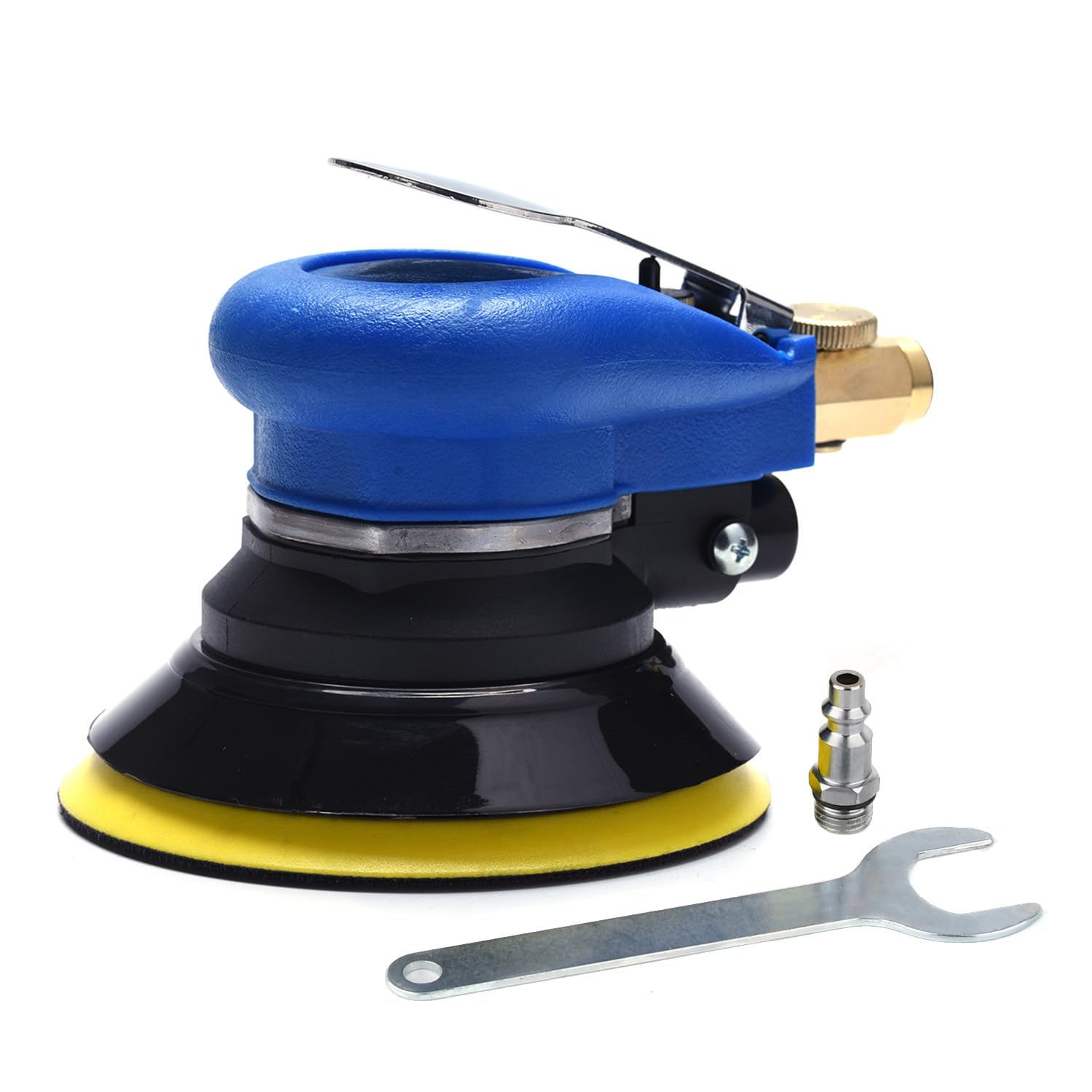 Air Random Obrital Sander 5" Dual Action Palm Sander, Hook and Loop Air Powered 