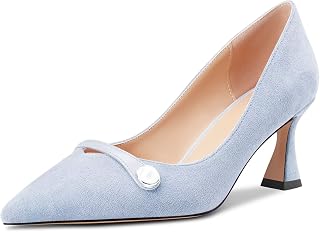 Castamere Women's Chunky Medium Width Pointed Toe Slip-on Pumps Wedding Office 6.5 CM Heels