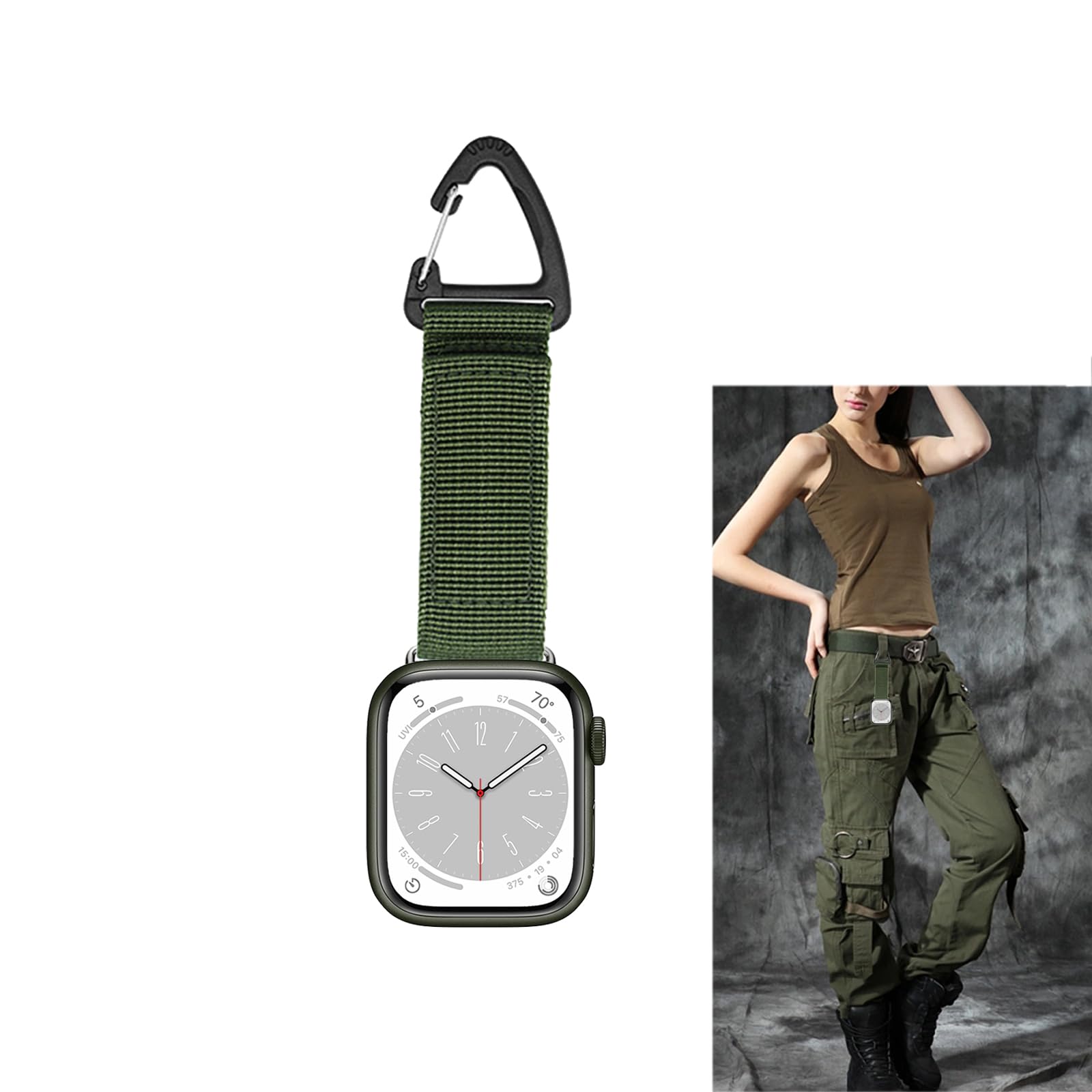 YwonShne Tactical Duty Belt Keychain for Apple Watch Series Nylon Band | Watch F
