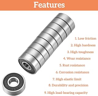 Hmevsafinect 4 Pack 6000RS Ball Bearings - 10x26x8mm Bearing Steel and Double Rubber Sealed Miniature Deep Groove Ball Bearings (4, 4 Pack 6000RS)