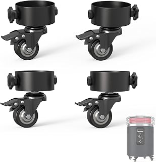 Wheel Kit with Locking Brake for Ninja Fireside360 Fire Pit Accessories | Quiet Roll Wheels Replace for Ninja Fireside360 Heater Fixed Feet, Set of 4, 360° Swivel, Easy Install-No Disassembly Needed