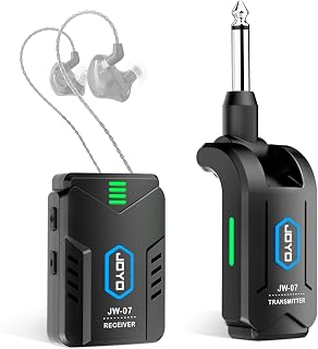 JOYO Wireless in Ear Monitor System Upgraded 2.4G Mono Rechargeable IEM Transmitter Clip on Receiver Auto Pairing for Singer Practice Rehearsal and Small Live Use (JW-07 New Version)