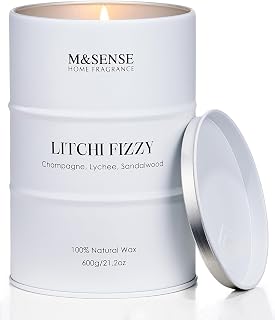 M&SENSE Large Scented Soy Candle Litchi Fizzy 120 Hours Natural Non-Toxic Candle Summer Candle Cozy Home Decor Gifts for Women Mom Girlfriend