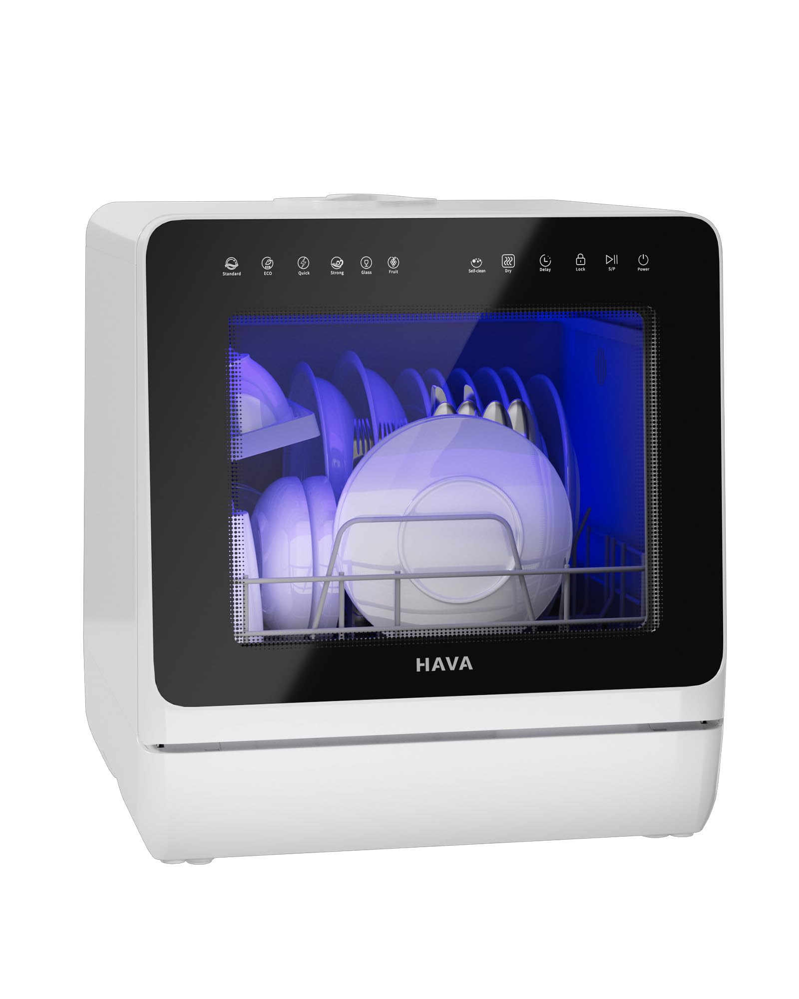 HAVA Countertop Dishwasher with Water Softener & Enhanced Energy Efficiency | Po