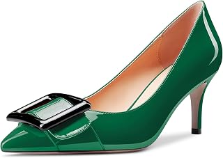 CASTAMERE Women's Needle Mid Heel Closed Toe Pointed Toe Pumps Slip-on Dress Cute Shoes 6.5 CM Heels