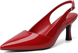 Mostrin Kitten Heels for Women with Closed Toe Back Strap Pumps for Women Wedding Party Commuter