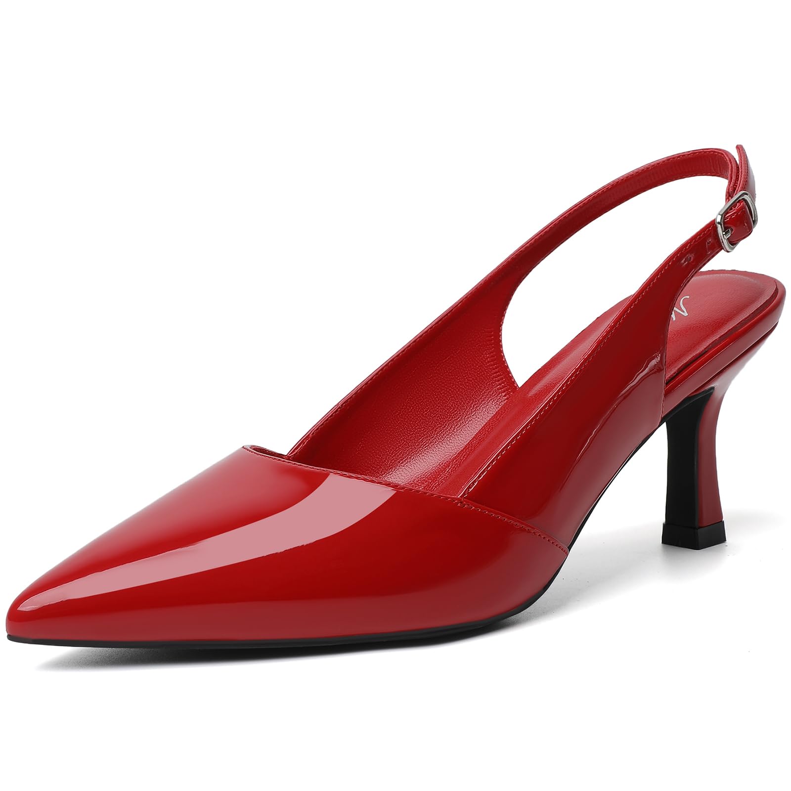 Mostrin Kitten Heels for Women with Closed Toe Back Strap Pumps for Women Weddin
