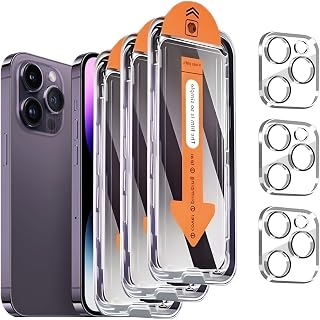 3+3 Pack for iPhone 14 Pro Privacy Screen Protector[6.1 inches] With Camera Lens Protector, [Drop Protection] 9H Hardness Full Coverage Anti-Spy Tempered Glass Film, Easy to install