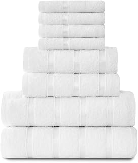 GC GAVENO CAVAILIA 8 Pack Super Soft Egyptian Cotton Towels - Quick Dry - Highly Absorbent - White - (4 Face Towels + 2 Hand Towels+2 Bath Towels)
