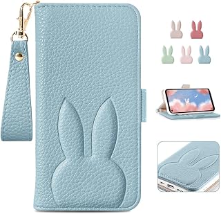 Kahper For OPPO Reno 5A Case, Book-Style Fashionable Women's Cute Magnetic Card Storage Phone Case with Horizontal Stand Function, Rabbit Pattern, Simple OPPO Reno 5A Case, Wallet-Style High-Quality