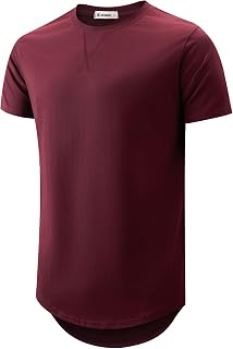 KLIEGOU Men's 100% Cotton Longline T-Shirt, Pre-Shrunk Soft