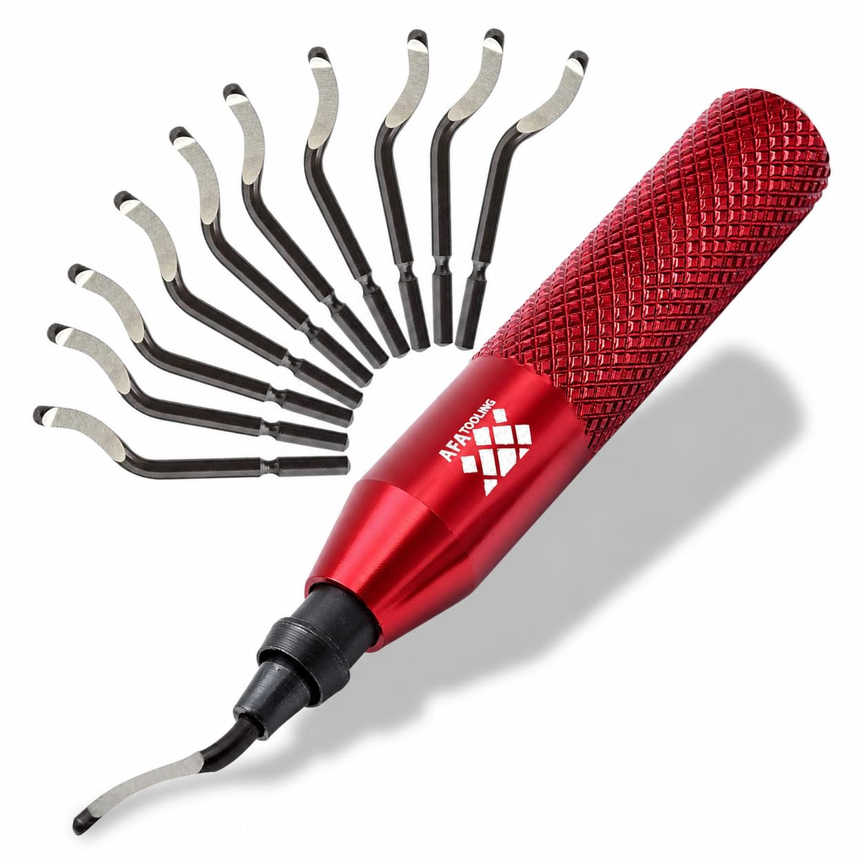 AFA Tooling Deburring Tool, 11 M2 Blades, Red CNC Anodized Aluminum Handle | Bui