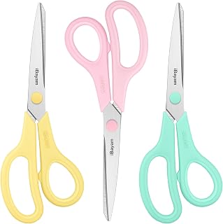 iBayam 8.5" All Purpose Yellow Pink Teal Scissors for School Office Teacher