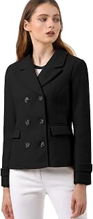 Allegra K Double Breasted Pea Coat coat Women