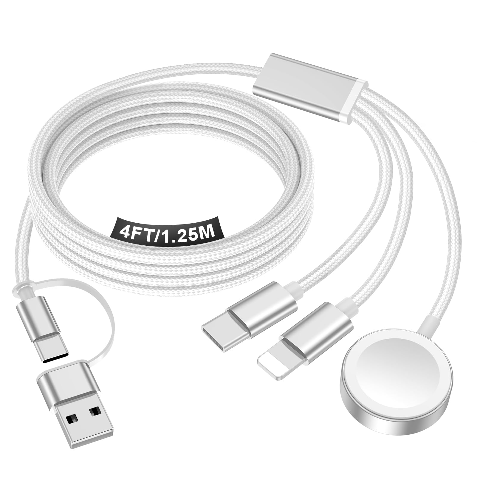 Travel Essentials for Apple Watch Charger,iPhone Charger,3 in 2 Type C/Lightning