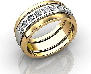 Trendy two tone style engagement ring with bright cubic zirconia for women