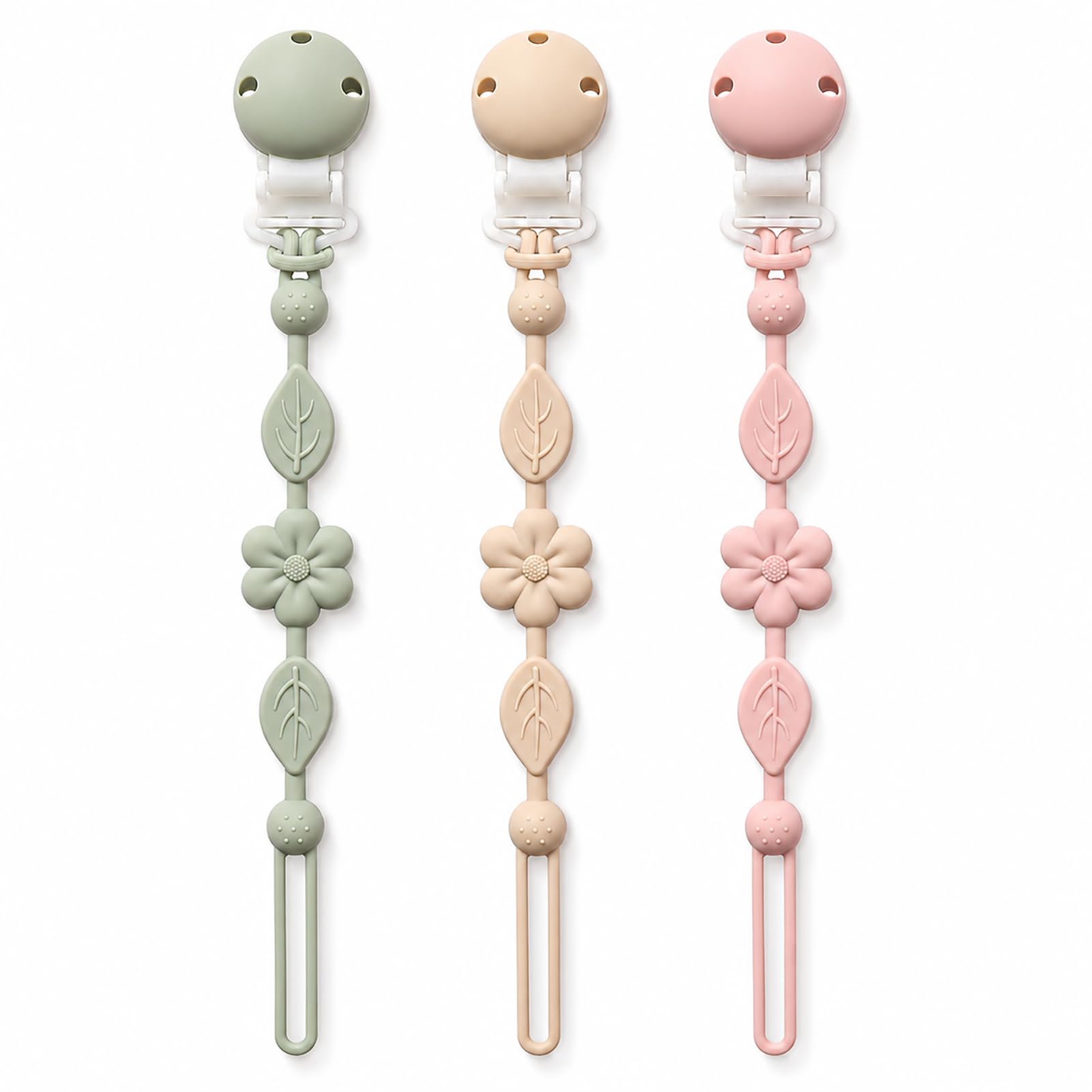 Pacifier Clips for Baby Silicone Pacifier Holder Clips for Boys Girls One Piece 