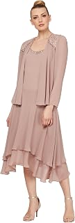 S.L. Fashions Mother of the Bride Dress with Embellished Neckline & Shoulder, Wedding Guest Dress for Special Occasion Women