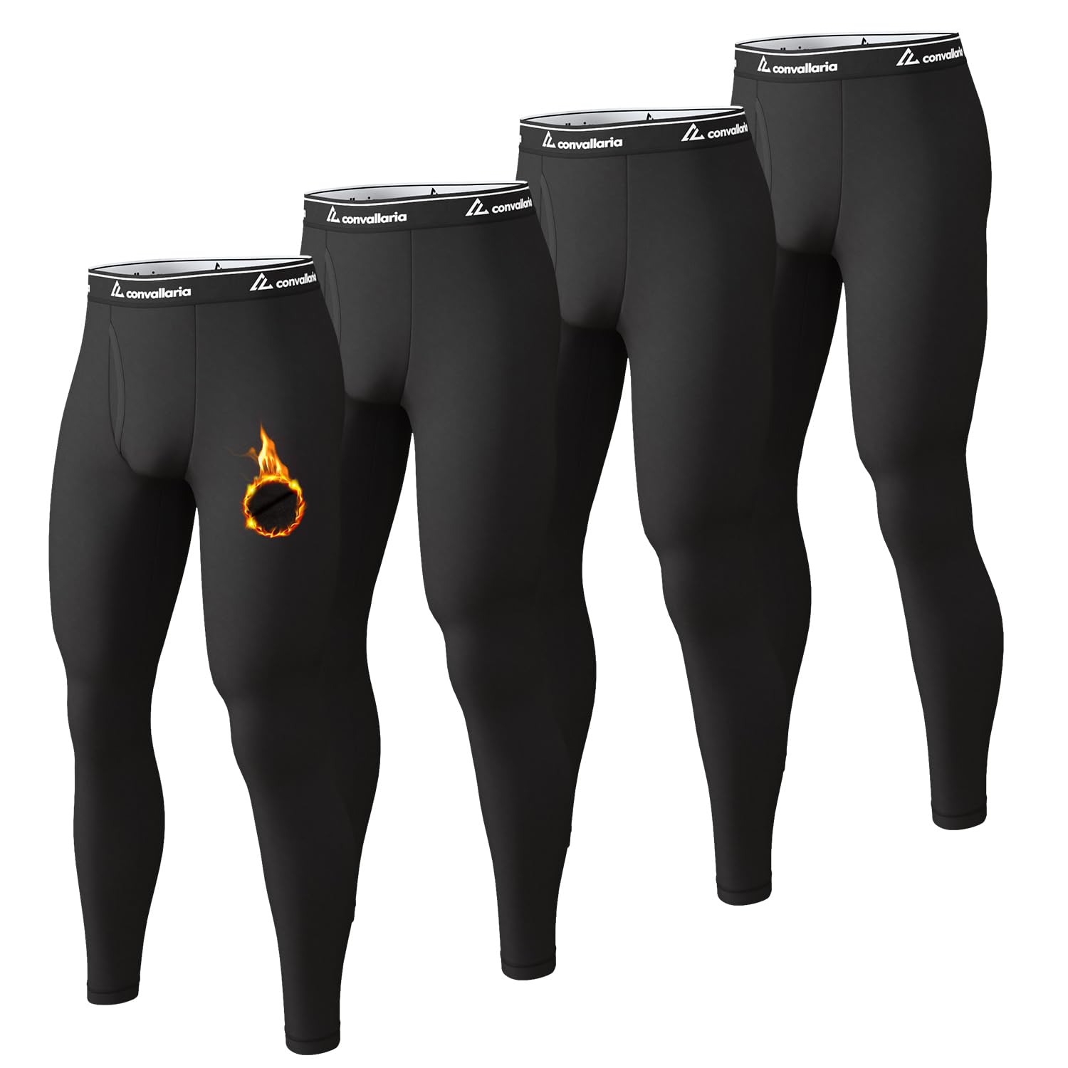 CL convallaria Men's Thermal Tights Long Sleeve Fleece Inner Functional Underwea