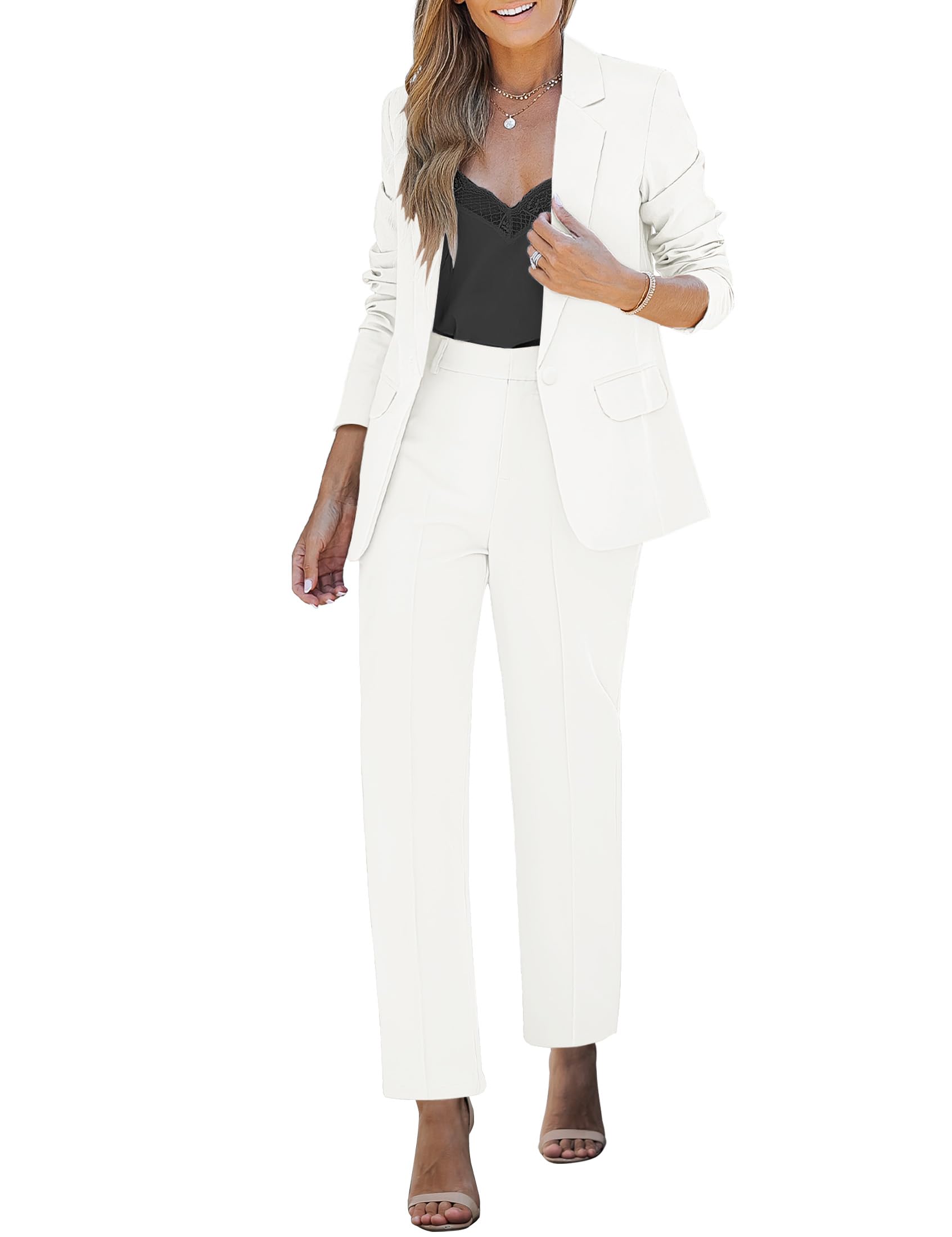 luvamia Women's Two Piece Sets Pants Suits Dressy Business Casual Outfits Profes