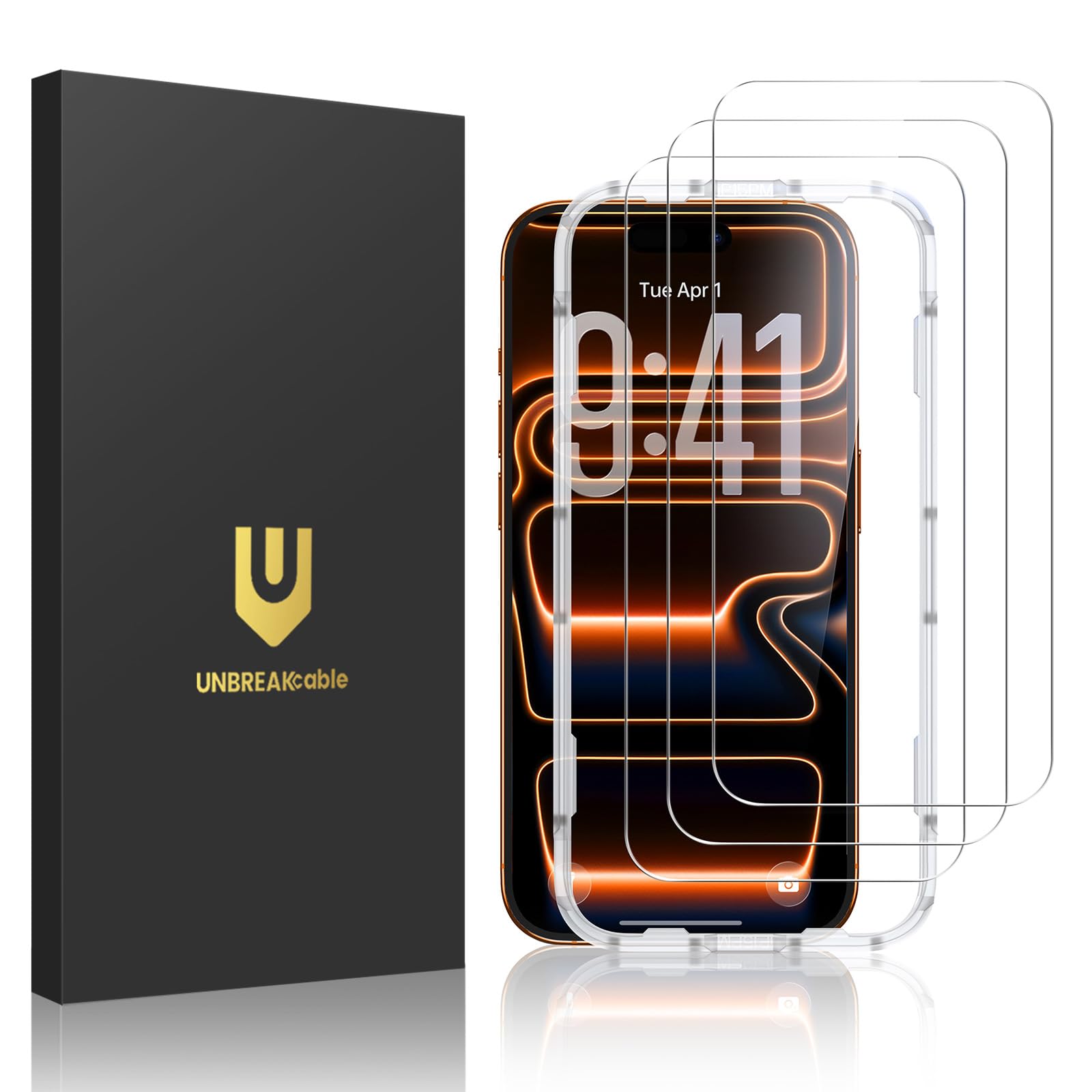 UNBREAKcable 3-Pack Screen Protector for iPhone 17 Pro Max Tempered Glass | Shat