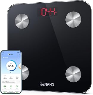 RENPHO Body Fat Scale, Smart Scale for Body Weight, BMl Bluetooth Bathroom Weight Scale with Smart App, Highly Accurate & Measures Weight up to 398lb - Black, Elis