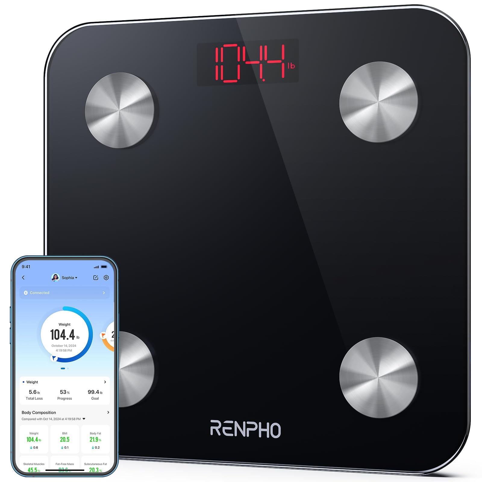 RENPHO Body Fat Scale, Smart Scale for Body Weight, BMl Bluetooth Bathroom Weigh