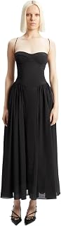 BARDOT Estie Cotton Maxi Dress - Black Sweetheart Neckline, Lace-Up Back, Full Volume Skirt, Summer Wear for Women