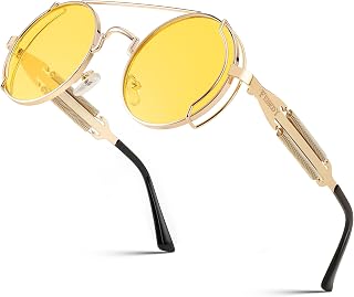 FEISEDY Retro Round Steampunk Sunglasses Lennon Hippie Glasses Metal Frame Women Men B2351