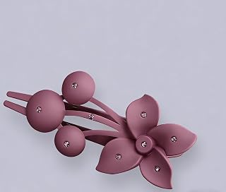 Pink Flower Flat Hair Claw Clips for Women - French Flat Hair Claw Matte Hair Clip for Thick Hair Anti Slip Nails