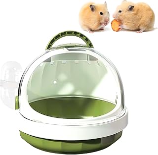 DXQCHDUO Portable Hamster Cage with Water Bottle,Guinea Pig Carrier Bag, Small Pets Carrying Cage,Hamster Travel Carrier Carry Case,Handle Handheld Plastic Outing Cage (Green)