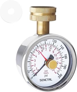 SENCTRL 0-200 Psi Lead-Free Water Pressure Gauge Test with Lazy Hand | 2.5" Dial Size, 3/4" Female Garden Hose Thread, Stainless Steel Case, IP67 Waterproof, for Home Potable Water, House Tube