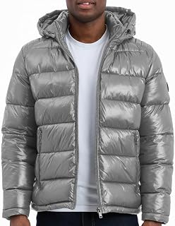 Michael Kors Mens Shine Hooded Puffer Jacket, Heavy Winter Jackets for Men, Water ResistantPuffer
