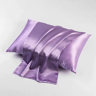 1 Pack Queen Size Satin Pillowcase for Hair and Skin with Envelope Closure (20 x 30 inches, Lilac)