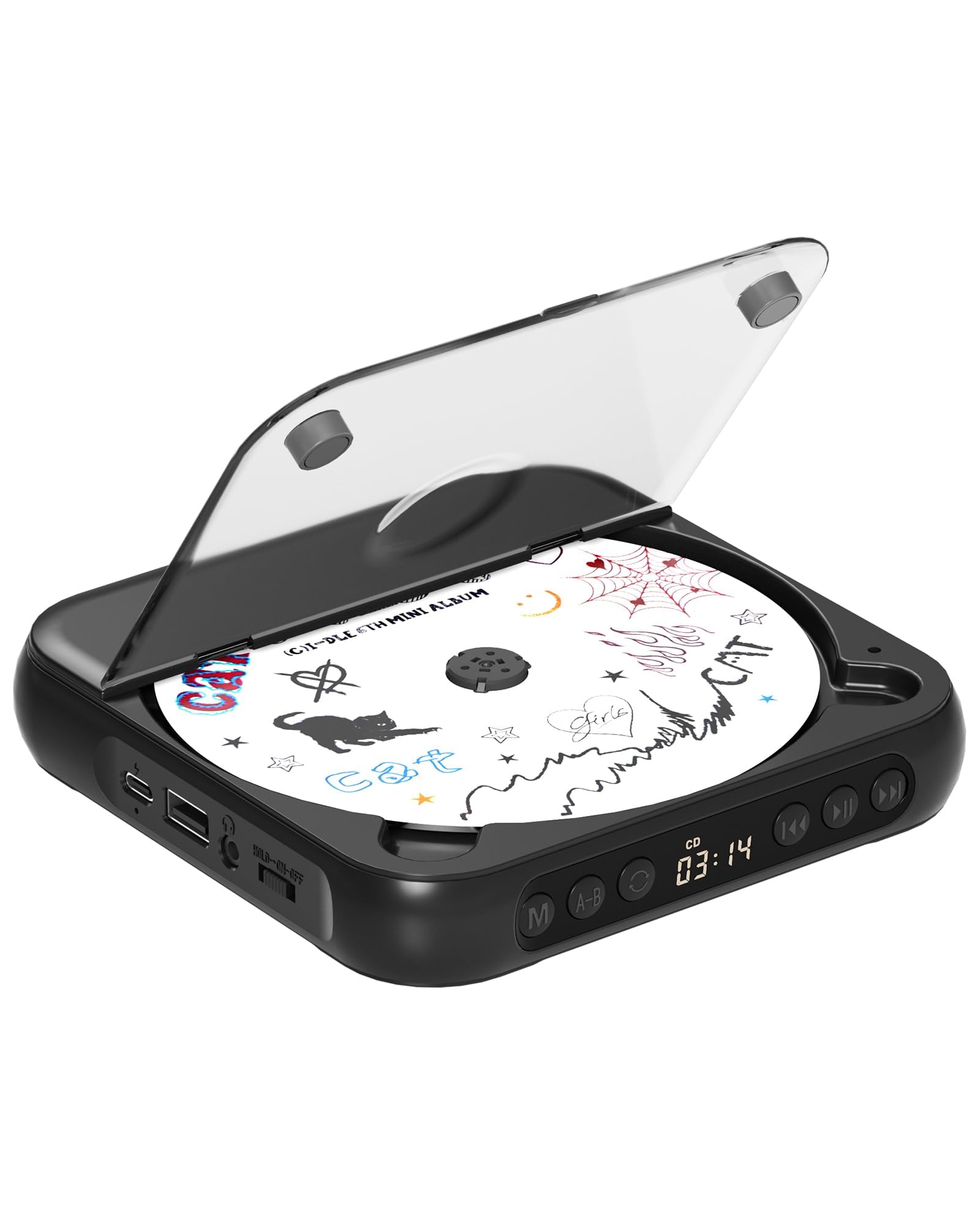 ENVYCLOUD CD Player Portable with Dual Stereo Speakers, Rechargeable Portable CD
