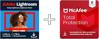 Adobe Photoshop Lightroom Including 1TB Cloud Memory & McAfee Total Protection 2026 (Renovación automática) | 6 Dispositivos │ 12 Meses | Descarga digital