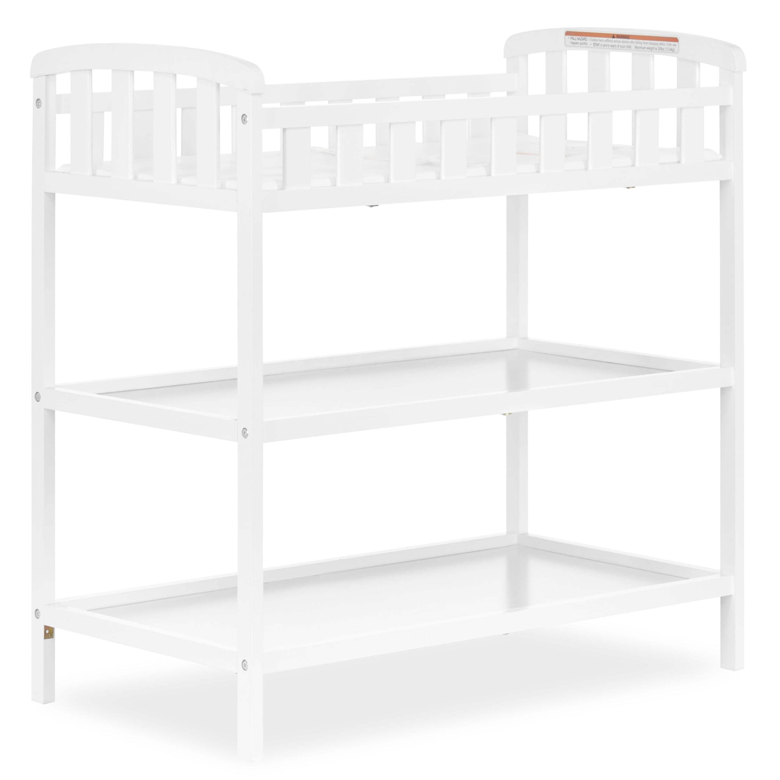 Dream On Me Emily Changing Table with Two Storage Shelves, White | BSA Verified,
