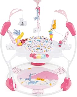 INFANS Baby Jumpers and Bouncers, 3 in 1 Play Activity Center, Pink | Infant Stationary Exersaucer Learning Toys with Music Lights Sounds, Interactive Toys, 360° Rotary Seat, 3 Adjustable Heights
