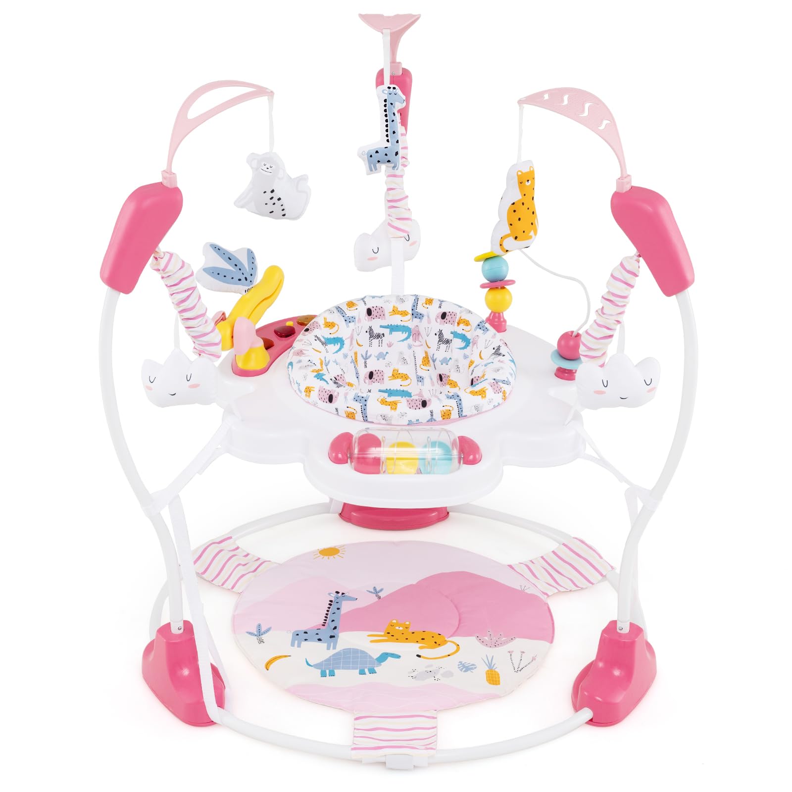 INFANS Baby Jumpers and Bouncers, 3 in 1 Play Activity Center, Pink | Infant Sta