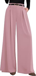 PRETTYGARDEN Womens Fall Wide Leg Trousers 2025 High Elastic Waist Loose Pleated Long Flowy Palazzo Work Pants with Pockets