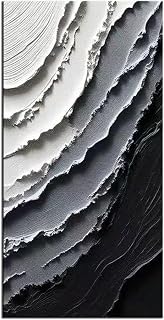 YaSheng Art -Canvas Wall Art Handmade Art Modern Abstract Wall Art, Black and White Gradient Canvas Paintings, Large Vertical Wall Art for Living Room Bedroom Office Wall Decor , 24x48inch Ready to Hang