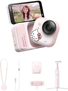 Insta360 GO Ultra × Hello Kitty Edition Small 4K Wearable Vlogging Camera | 53g Ultralight Hands-Free POV Cam, 1/1.28" Sensor, 200 Min Battery Life, Magnetic Wearable Pink Action Camera