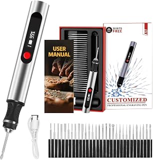 Engraving Pen, Ultimate Cordless Engraving Pen for Artists &amp; DIYers - Engrave 60+ Surfaces - Beginner Friendly- 30 Bits &amp; Mastery Guide (Grey)