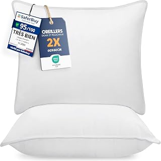 Utopia Bedding Set of 2 Pillows 60 x 60 cm Bed Cushions White | Soft and comfortable, soft filling, breathable cover, easy care