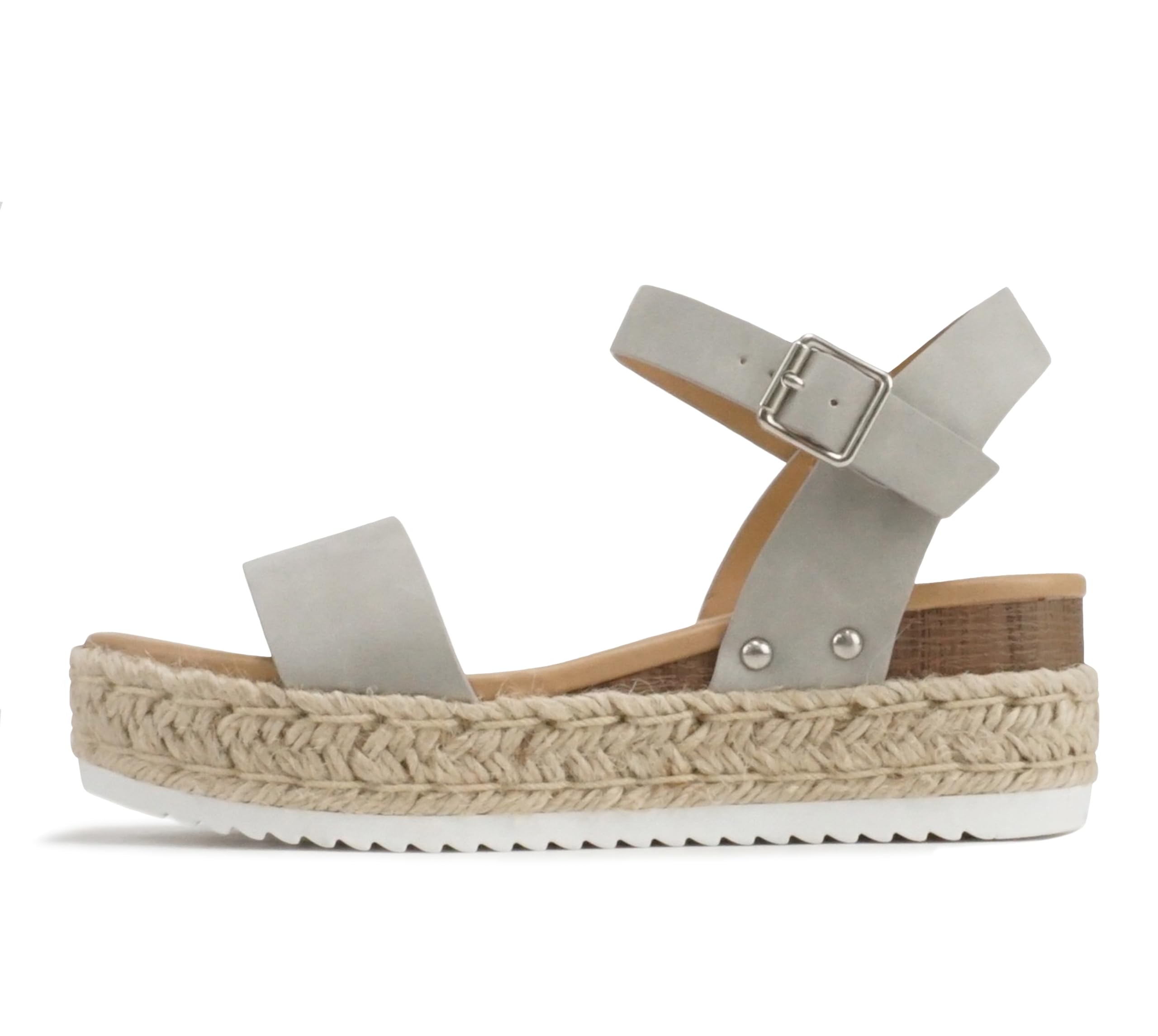 Soda CLIP ~ Espadrillas da donna con punta aperta e cinturino alla caviglia, Gri