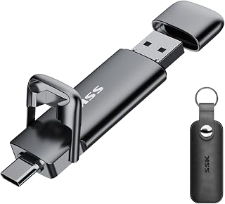 SSK 512GB USB C Flash Thumb Drive up to 550MB/s Dual USB C+A Memory Stick | 2 in 1,OTG,USB A+C 3.2 Gen2,High Speed,Zinc Alloy,External Solid State Drive for iPhone 15/16/17/Android Phone/MAC