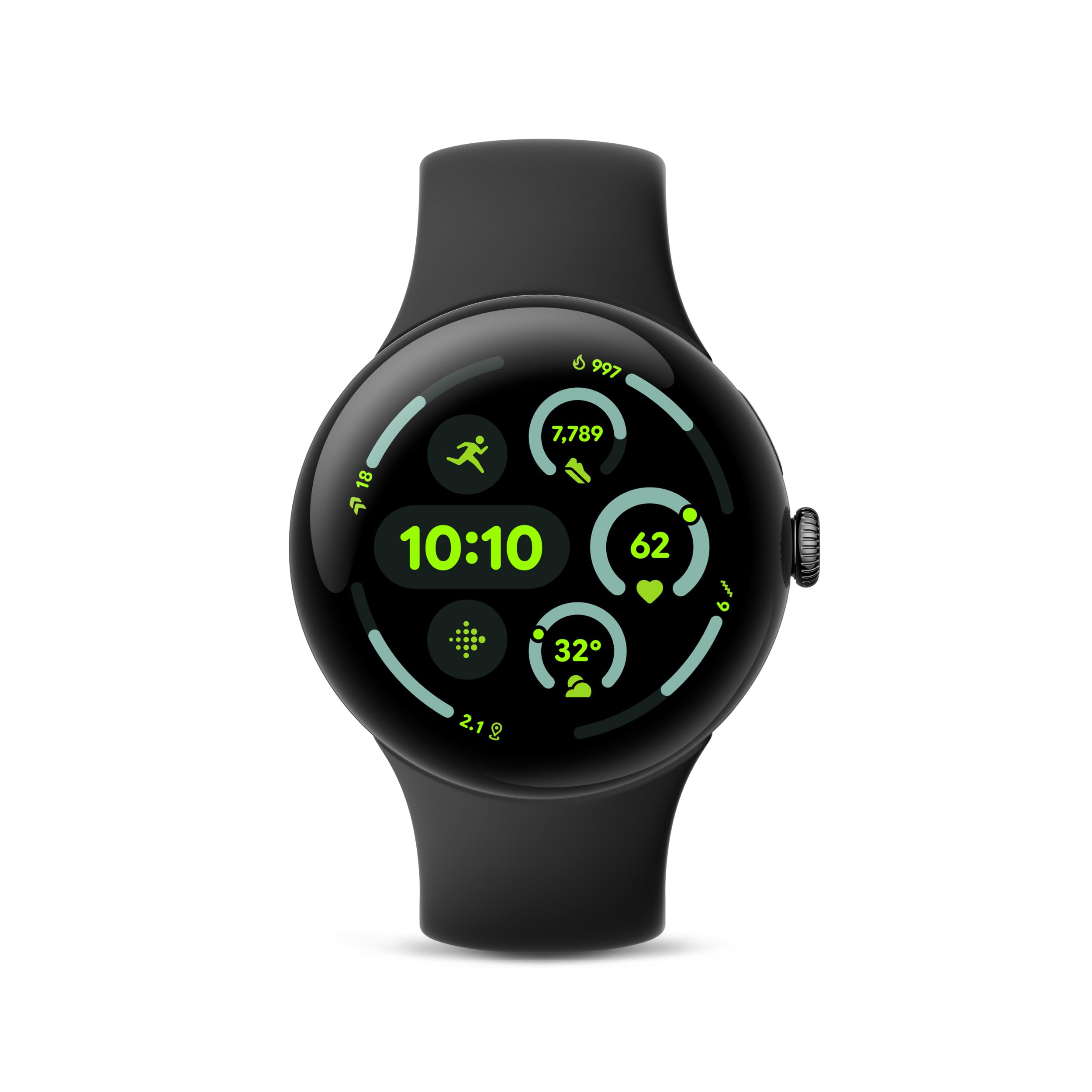 Google Pixel Watch 3 (45mm) Latest Model - Matte Black Aluminum Case - Obsidian 