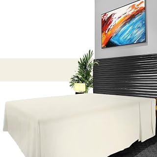 GC GAVENO CAVAILIA Non Iron Plain Dyed Percale Flat, Soft Polycotton Sheets, 180 Thread Count Easy Care Bedding, Cream, King